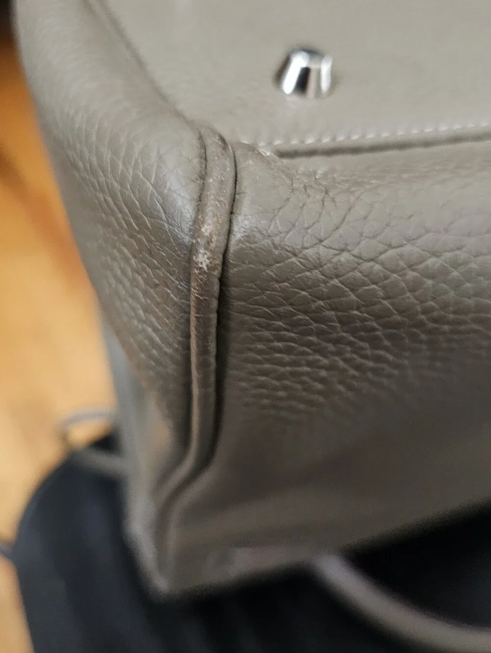 Gray Leather Top-Handle Women's Bag